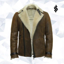 Shearling Leather Men's Luxury Shearling Sheepskin Aviator Rust Brown Leather Flying Jacket Coat -Milani Jackets Shop men s luxury shearling sheepskin aviator rust brown leather flying jacket coat 4