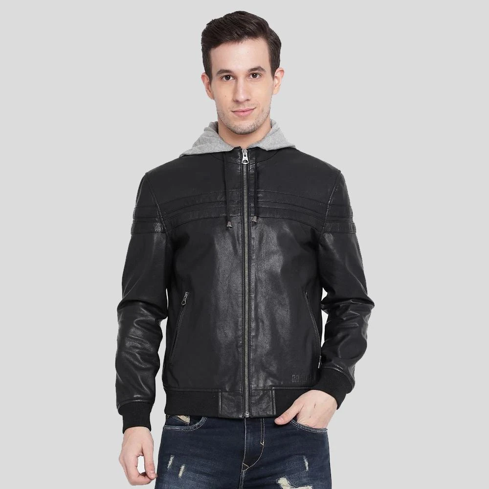 Shearling Leather Brice Black Hooded Leather Jacket 3 Shearling Leather Brice Black Hooded Leather Jacket