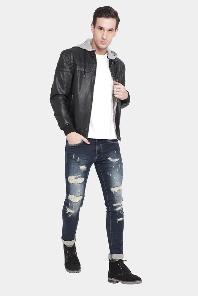 Shearling Leather Brice Black Hooded Leather Jacket 6 Shearling Leather Brice Black Hooded Leather Jacket - Image 4