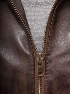 Shearling Leather George Brown Removable Hooded Leather Jacket 11 Shearling Leather George Brown Removable Hooded Leather Jacket -Milani Jackets Shop mens george brown hooded leather jacket 4