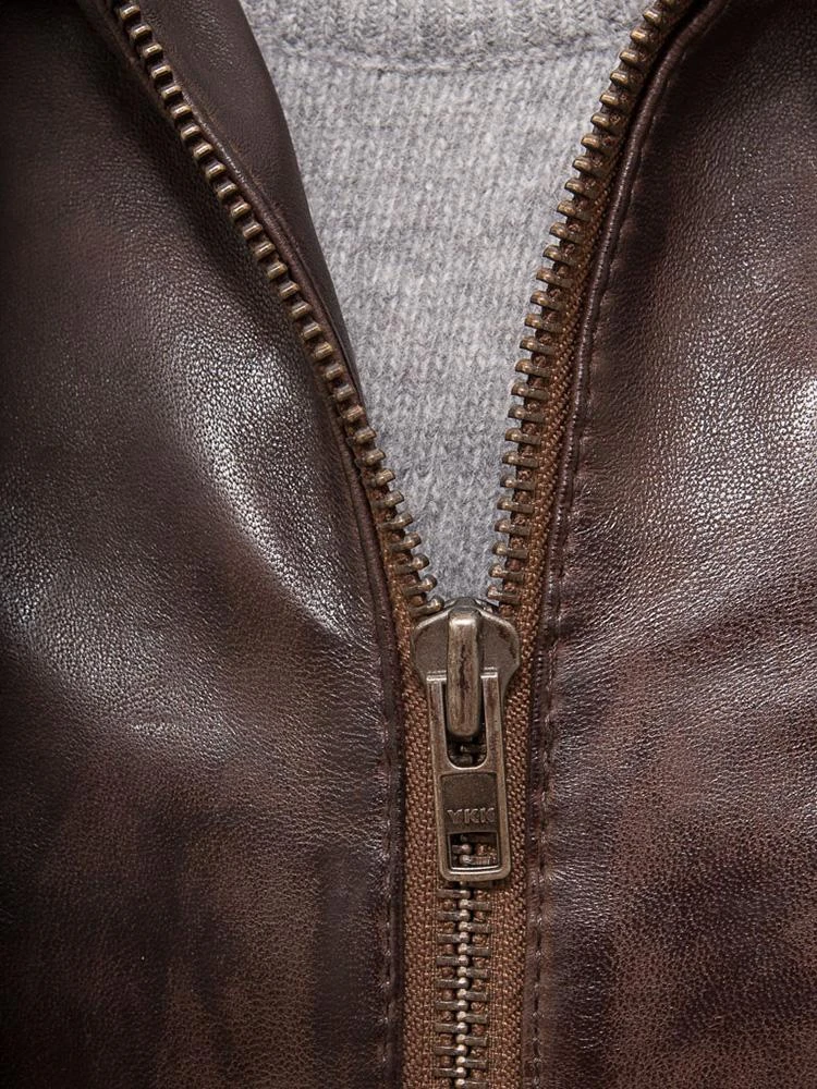 Shearling Leather George Brown Removable Hooded Leather Jacket 6 Shearling Leather George Brown Removable Hooded Leather Jacket - Image 4