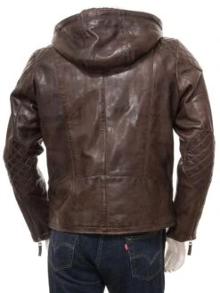 Shearling Leather George Brown Removable Hooded Leather Jacket 12 Shearling Leather George Brown Removable Hooded Leather Jacket -Milani Jackets Shop mens george brown hooded leather jacket 5