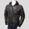 Shearling Leather Jed Black Leather Jacket With Hood