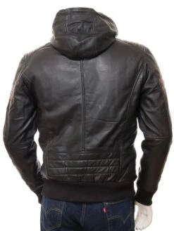 Shearling Leather Jed Black Leather Jacket With Hood -Milani Jackets Shop mens jed black hooded leather jacket 5