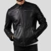 Shearling Leather Elon Black Motorcycle Leather Jacket -Milani Jackets Shop motorcycle leather jacket elon black 1