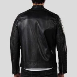 Shearling Leather Elon Black Motorcycle Leather Jacket -Milani Jackets Shop motorcycle leather jacket elon black 4