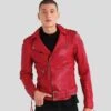 Shearling Leather Buel Red Motorcycle Leather Jacket -Milani Jackets Shop motorcycle leather jacket mens buel red 1