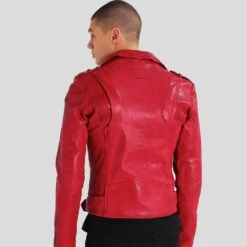 Shearling Leather Buel Red Motorcycle Leather Jacket -Milani Jackets Shop motorcycle leather jacket mens buel red 3