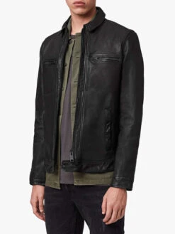 Custom Made Men Solid Black Leather Jacket -Milani Jackets Shop pure black leather jacket for men