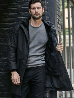 Custom Made Oversize Parkas Long Fur Coat Hooded Mink Overcoat Winter Outwear