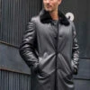 Custom Made Mink Fur Coat Long Fur Outwear Black Leather Overcoat -Milani Jackets Shop shearling leather coat 1 161b1dd1 821a 49b8 b7f4 e1f38cd545d0