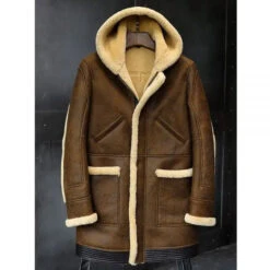 Custom Made Sheepskin Coat Hooded Leather Jacket Fur Coat Mens Winter Coats Long Fur Jacket