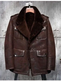 Custom Made Men's B3 Pilot Aviator Sheepskin Leather Bomber Jacket