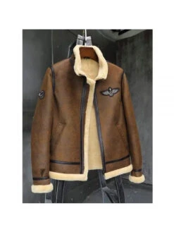 Custom Made Men Sheepskin Shearling Motorcycle Leather Jacket