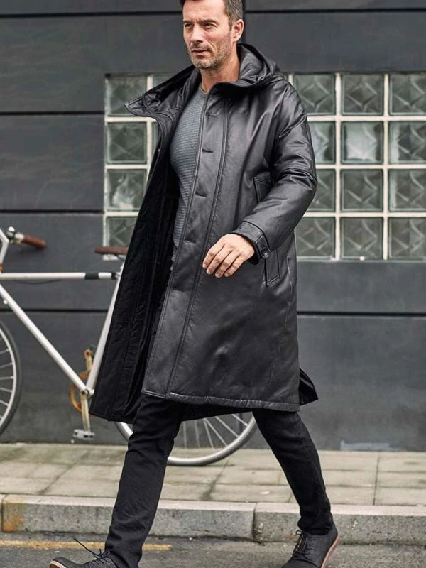 Custom Made Leather Down Jacket Long Winter Overcoat Warm Oversize Outwear 6 Custom Made Leather Down Jacket Long Winter Overcoat Warm Oversize Outwear - Image 4