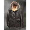 Custom Made Mens B3 Leather Bomber Shearling Trench Coat -Milani Jackets Shop shearling leather coat1 887bd0f4 eacf 4c98 aaff 53024f7ac37d