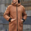 Custom Made Brown Sheepskin Shearling Fur Hooded Outwear Winter Overcoat Leather Jacket -Milani Jackets Shop shearling leather coat1 93da7780 e774 46df 99c3 4f38e646b1b4