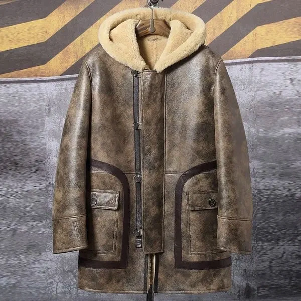 Custom Made Sheepskin Coat Long Leather Jacket Hooded Fur Coat Thick Mens Winter Coats 2 Custom Made Sheepskin Coat Long Leather Jacket Hooded Fur Coat Thick Mens Winter Coats