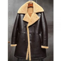 Custom Made B3 Flight Sheepskin Aviator Long Mens Winter Coats Fur Bomber Leather Jacket