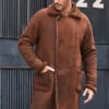 Custom Made Winter Brown Fur Leather Long Trench Overcoat Outwear -Milani Jackets Shop shearling leather coat1 d560f7ef c704 47fd 9bf1 8ea946bfb415