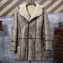 Custom Made Mens Bomber Shearling Fur Hooded Winter Long Leather Jacket Trench Coat