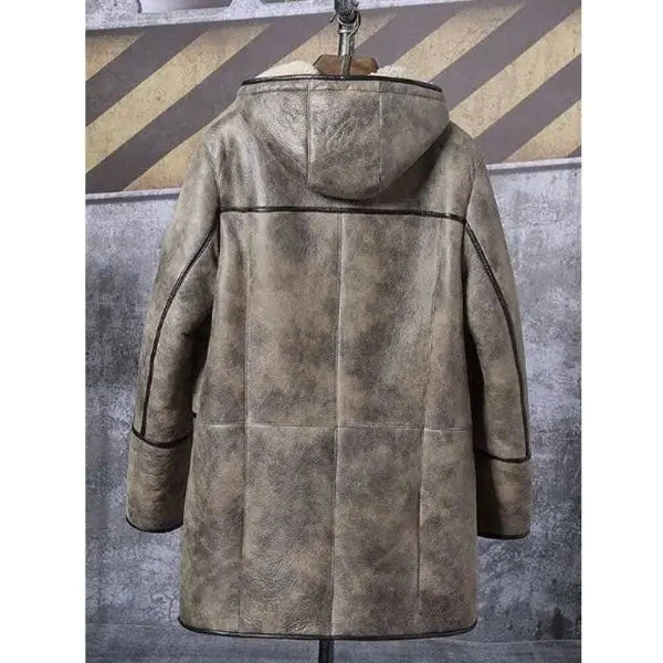 Custom Made Mens Bomber Shearling Fur Hooded Winter Long Leather Jacket Trench Coat 4 Custom Made Mens Bomber Shearling Fur Hooded Winter Long Leather Jacket Trench Coat - Image 2