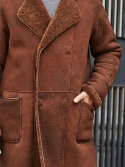 Custom Made Winter Brown Fur Leather Long Trench Overcoat Outwear -Milani Jackets Shop shearling leather coat3 213b2b24 e11a 4d85 b315 a6076b71e2a6