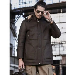 Custom Made Men's Hooded Shearling Leather Long Trench Coat 9 Custom Made Men's Hooded Shearling Leather Long Trench Coat -Milani Jackets Shop shearling leather coat3 21d5681d 16c2 4287 a15c dba17d404ef0