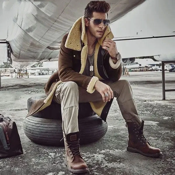 Custom Made Men’s Shearling Coat Men’s Fur Parka. Imports Wool From Australia Sheepskin Jacket Black And Light 5 Custom Made Men’s Shearling Coat Men’s Fur Parka. Imports Wool From Australia Sheepskin Jacket Black And Light - Image 3