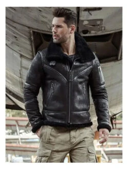 Custom Made Aviator Winter Coat Fur Bomber Leather Jacket -Milani Jackets Shop shearling leather coat3 900c96e6 2e3b 4243 ba11 2100030b7707