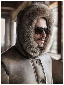 Custom Made Mens Hooded Shearling Collar Leather Bomber Jacket -Milani Jackets Shop shearling leather coat3 a9beb1d3 45b5 4aeb 99c0 74e9ad9ab6e6