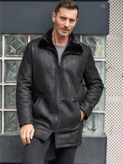 Custom Made Men Black Shearling Fur Outwear Mink Overcoat Lapel Leather Jacket Coat -Milani Jackets Shop shearling leather coat3 db34703d 96ce 4848 a577 206ef5b8e24f