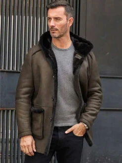 Custom Made Mens Fur Coat Green Leather Overcoat Hooded Wool Parkas Warmest Winter Outwear -Milani Jackets Shop shearling leather coat4 19541dd5 737d 4f73 ad69 c7419a763f58