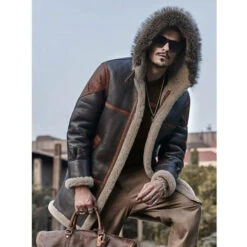 Custom Made Men's Hooded Bomber Shearling Leather Jacket Trench Coat -Milani Jackets Shop shearling leather coat4 286ef78b f5e8 4fbc a261 e27e3ece5259