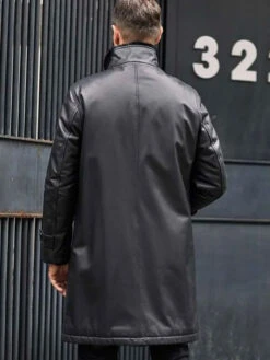 Custom Made Black Fur Leather Parkas Long Trench Coat -Milani Jackets Shop shearling leather coat4 bd25cd24 f125 46bd bd83 650a7c0a38a5