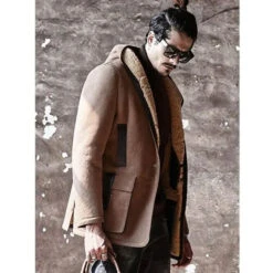 Custom Made Men's Shearling Hooded Suede Leather Bomber Long Jacket Trench Coat -Milani Jackets Shop shearling leather coat4 c3f19be1 2b96 4ccc 80a8 f38ae0a96fa0