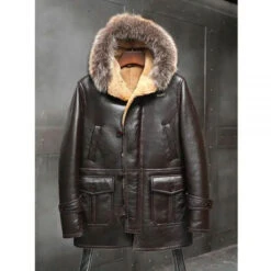 Custom Made Men's Bomber Hooded Mink Fur Shearling Leather Long Jacket Coat -Milani Jackets Shop shearling leather coat4 fc852040 249b 4a87 83ff 4958405a7ae2