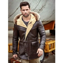Custom Made Men's Bomber Hooded Mink Fur Shearling Leather Long Jacket Coat -Milani Jackets Shop shearling leather coat5 4e1581ad 57d1 4f72 8e2a e18dad9d43b1