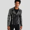 Shearling Leather Jaxon Black Studded Leather Jacket