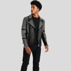 Shearling Leather Jaxon Black Studded Leather Jacket -Milani Jackets Shop studded leather jackets jaxon black 3