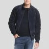 Shearling Leather Admiral Navy Blue Suede Bomber Leather Jacket 1 Shearling Leather Admiral Navy Blue Suede Bomber Leather Jacket -Milani Jackets Shop suede bomber leather jacket admiral navy 1
