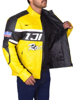 Custom Made Black & Yellow Biker Leather Jacket -Milani Jackets Shop trending biker jacket yellow