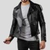 Shearling Leather Donn Black Vintage Motorcycle Leather Jacket