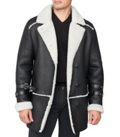 Shearling Leather Shearling Sheepskin Car Coat Black -Milani Jackets Shop warren shearling sheepskin car coat black p 4257 3