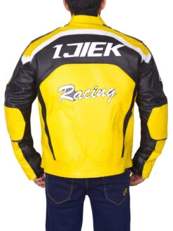 Custom Made Black & Yellow Biker Leather Jacket -Milani Jackets Shop yeloow biker leather jacket